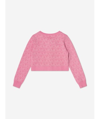 Michael Kors Girls Knitted Logo Cardigan in Pink de la marque