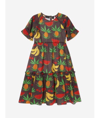 Mini Rodini Girls Organic Cotton Fruit Print Dress In Brown Venez découvrir notre 