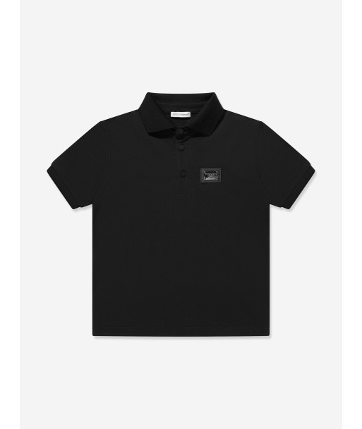 Dolce & Gabbana Boys Logo Polo Shirt in Black À commander