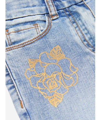 Monnalisa Girls Denim Flared Rose Jeans brillant des détails fins