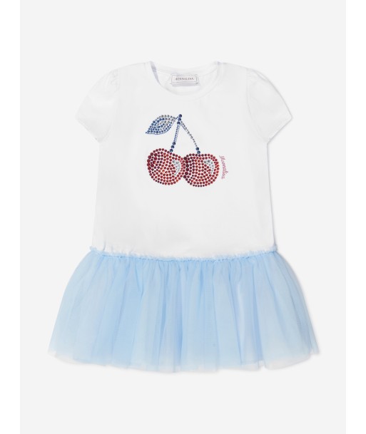 Monnalisa Girls Cherry Jersey Dress In White des créatures d'habitude