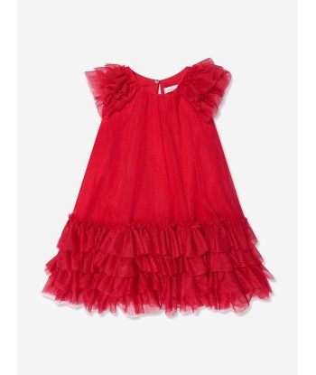 Monnalisa Girls Sleeveless Tulle Dress In Red du meilleur 