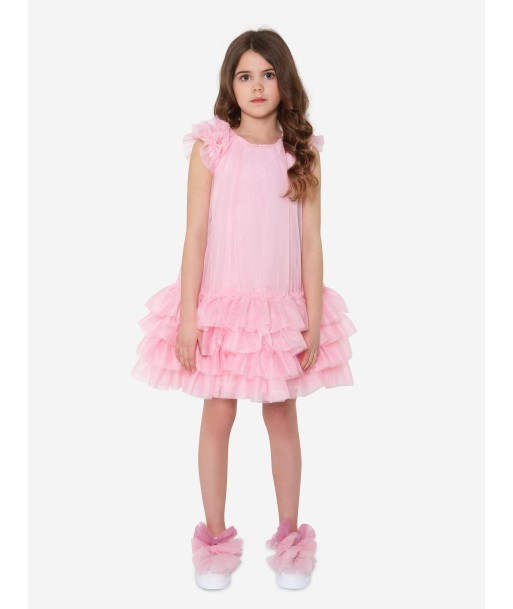 Monnalisa Girls Tulle Ruffle Dress In Pink de l' environnement