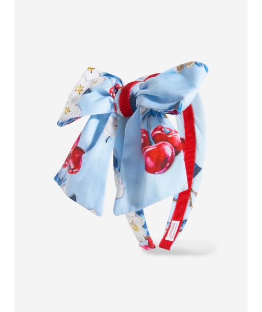 Monnalisa Girls Cherry Print Bow Headband In Blue Le MVP de beaucoup