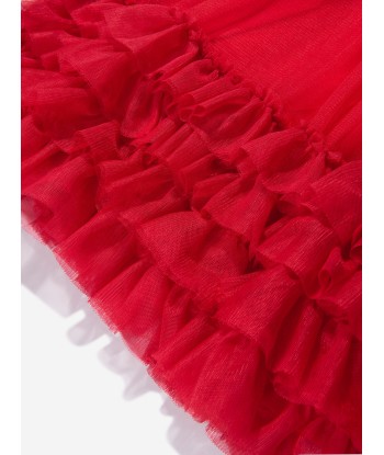 Monnalisa Girls Sleeveless Tulle Dress In Red du meilleur 