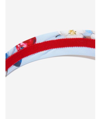 Monnalisa Girls Cherry Print Bow Headband In Blue Le MVP de beaucoup