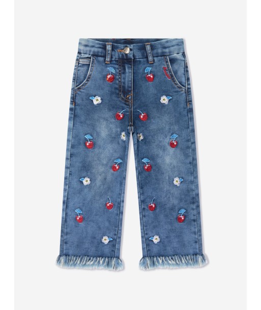 Monnalisa Girls Embroidered Cherry Jeans In Blue suggérées chez