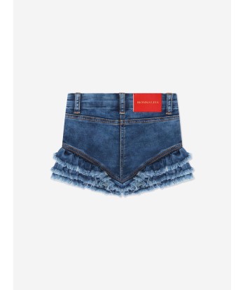 Monnalisa Girls Embroidered Cherry Denim Shorts In Blue le concept de la Pate a emporter 