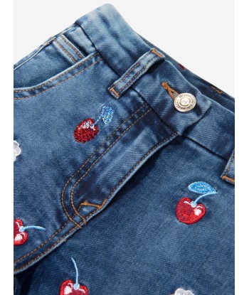 Monnalisa Girls Embroidered Cherry Jeans In Blue suggérées chez