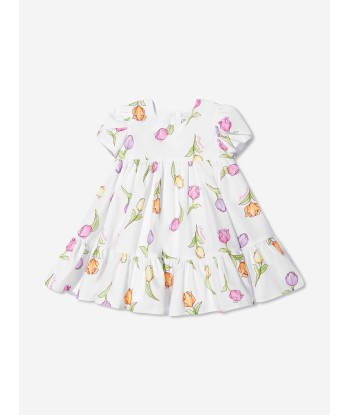 Monnalisa Baby Girls Tulip Print Dress In White Dans la société mordern