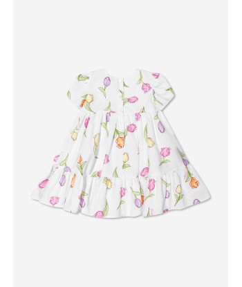 Monnalisa Baby Girls Tulip Print Dress In White Dans la société mordern