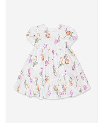 Monnalisa Baby Girls Tulip Print Dress In White Dans la société mordern