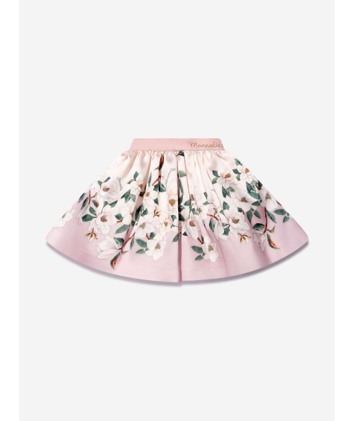 Monnalisa Girls Floral Leaf Print Skirt In Pink la livraison gratuite