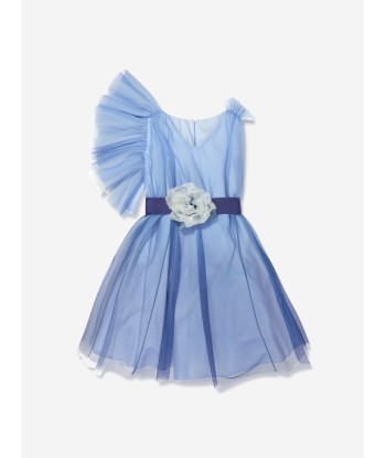 Monnalisa Girls Tulle Rose Dress In Blue Comparez et commandez 