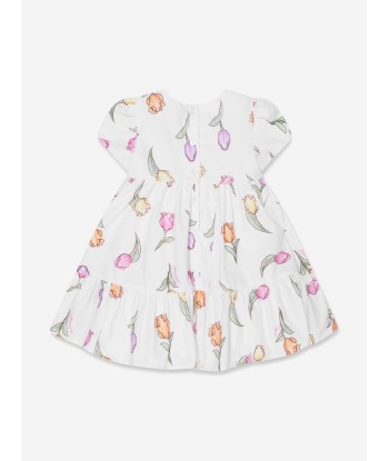 Monnalisa Baby Girls Tulip Print Dress In White Dans la société mordern