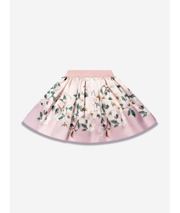 Monnalisa Girls Floral Leaf Print Skirt In Pink la livraison gratuite