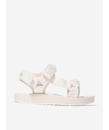 Monnalisa Girls Soft Embellished Sandals In Cream en linge