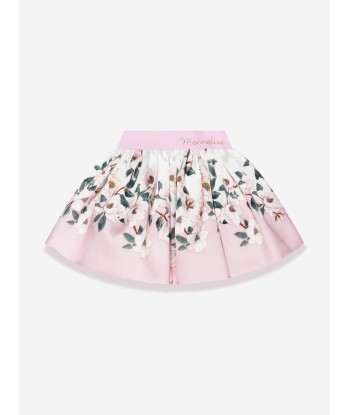 Monnalisa Girls Floral Leaf Print Skirt In Pink la livraison gratuite