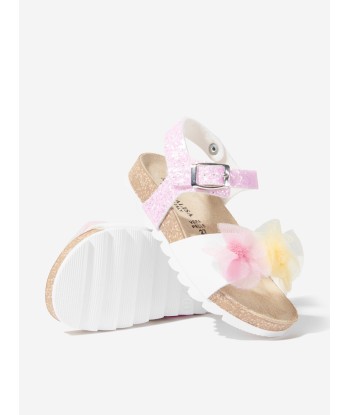 Monnalisa Girls Butterfly Glitter Sandals In White Découvrez la collection