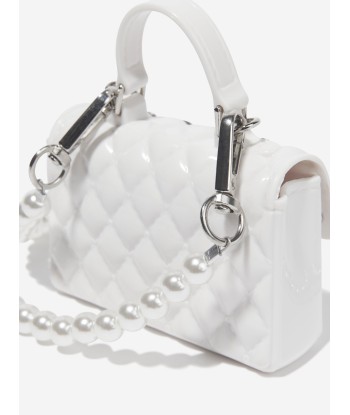 Monnalisa Girls PVC Lilly Bag In Cream brillant des détails fins