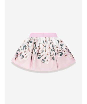 Monnalisa Girls Floral Leaf Print Skirt In Pink la livraison gratuite