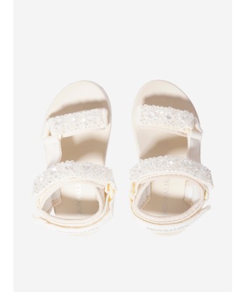 Monnalisa Girls Soft Embellished Sandals In Cream en linge