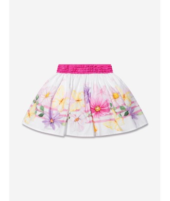 Monnalisa Girls Floral Print Skirt in White votre