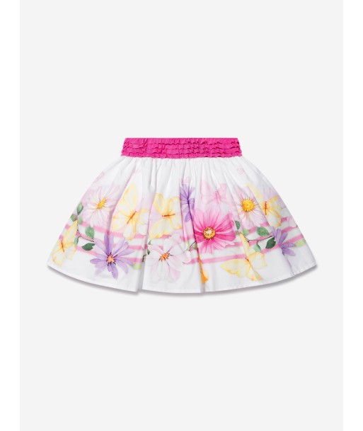 Monnalisa Girls Floral Print Skirt in White votre