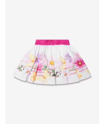 Monnalisa Girls Floral Print Skirt in White votre