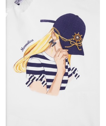 Monnalisa Girls Seafarer T-Shirt in White des créatures d'habitude