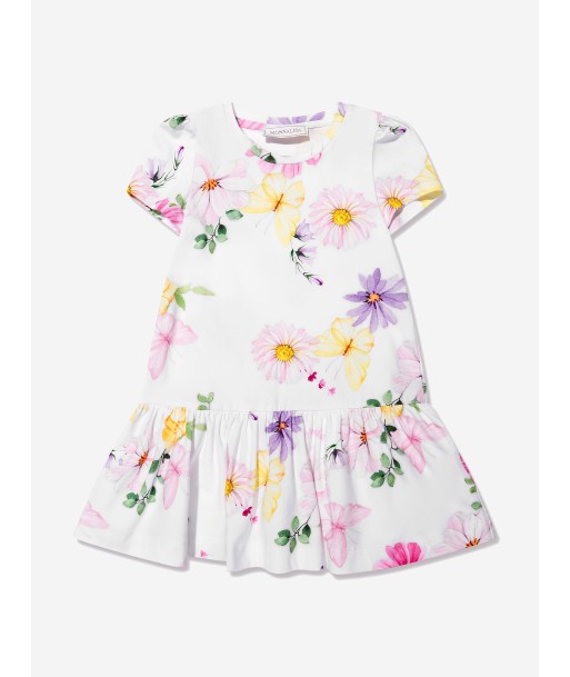 Monnalisa Girls Floral Print Jersey Dress in White hantent personnes