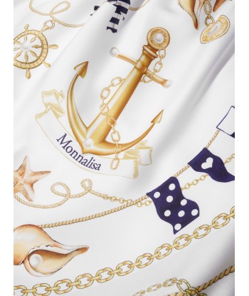 Monnalisa Girls Nautical Halter Neck Dress in White À commander