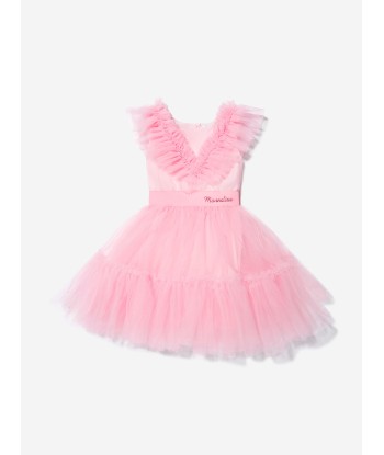 Monnalisa Girls Ruched Tulle Dress in Pink en ligne des produits 