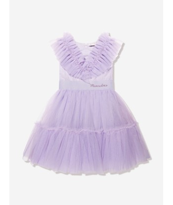 Monnalisa Girls Ruched Tulle Dress in Purple livraison gratuite