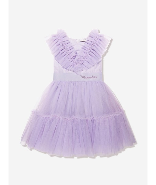 Monnalisa Girls Ruched Tulle Dress in Purple livraison gratuite