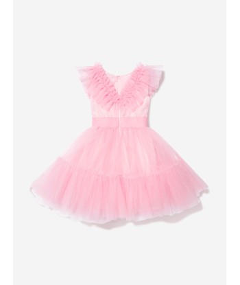 Monnalisa Girls Ruched Tulle Dress in Pink en ligne des produits 