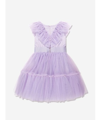 Monnalisa Girls Ruched Tulle Dress in Purple livraison gratuite