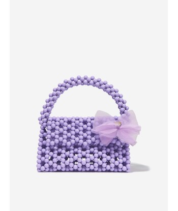 Monnalisa Girls Pearl Beaded Handbag in Lilac de France