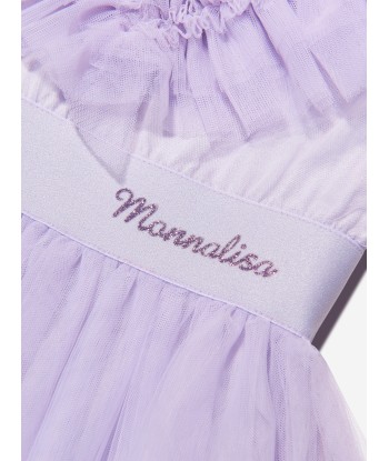 Monnalisa Girls Ruched Tulle Dress in Purple livraison gratuite