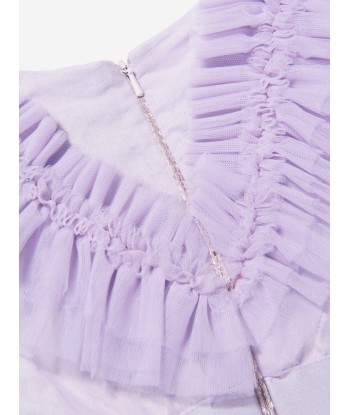 Monnalisa Girls Ruched Tulle Dress in Purple livraison gratuite