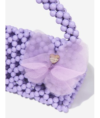 Monnalisa Girls Pearl Beaded Handbag in Lilac de France