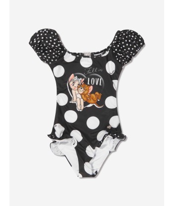 Monnalisa Girls Jerry And Cherie Polka Dot Swimsuit in Black pas chere