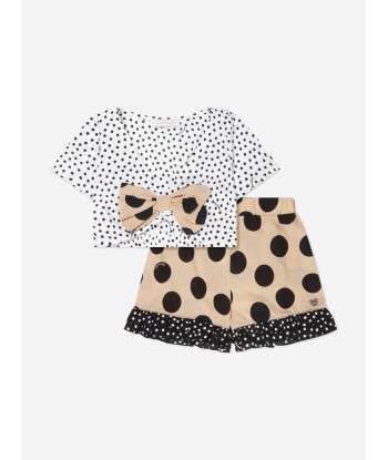 Monnalisa Girls Polka Dot Beach Outfit in White sur le site 