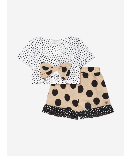 Monnalisa Girls Polka Dot Beach Outfit in White sur le site 