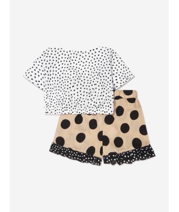 Monnalisa Girls Polka Dot Beach Outfit in White sur le site 