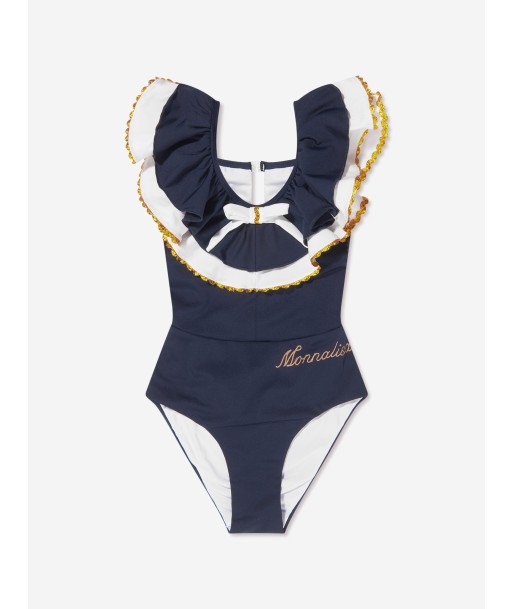 Monnalisa Girls Sailor Swimsuit in Navy de technologie