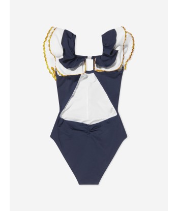 Monnalisa Girls Sailor Swimsuit in Navy de technologie