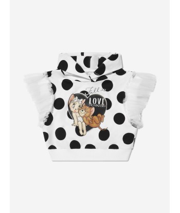 Monnalisa Girls Jerry And Cherie Polka Dot Hoodie in White de votre