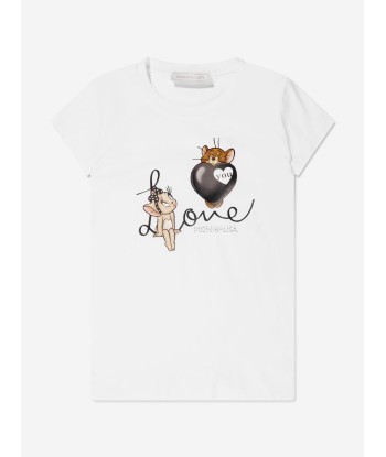 Monnalisa Girls Jerry And Cherie T-Shirt in White vente chaude votre 