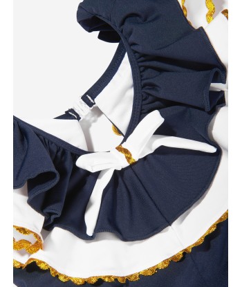 Monnalisa Girls Sailor Swimsuit in Navy de technologie